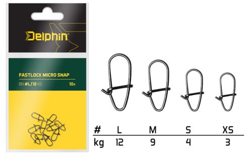 Delphin - Fastlock Micro Snap L/12kg 10 db/cs