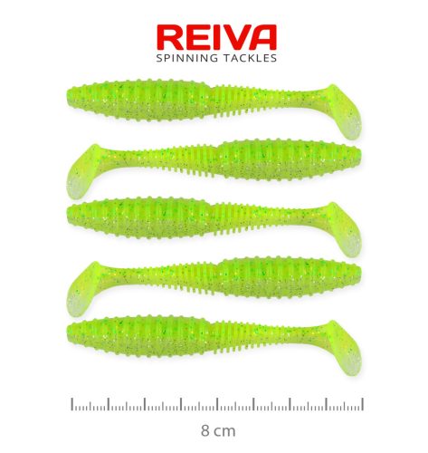 Reiva - Zander Power Shad 8cm 5db/cs (Flash Chartreuse)